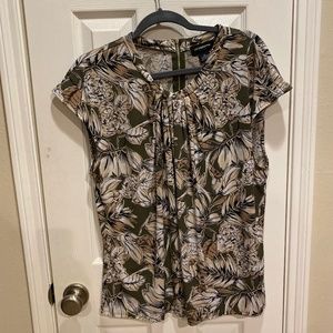 Ladies Liz Claiborne Olive Floral Blouse XL